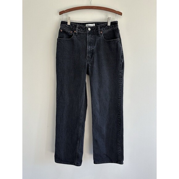 Abercrombie & Fitch The 90s Relaxed Jean High Rise Curve Love Black Denim 30x29 - Picture 1 of 5